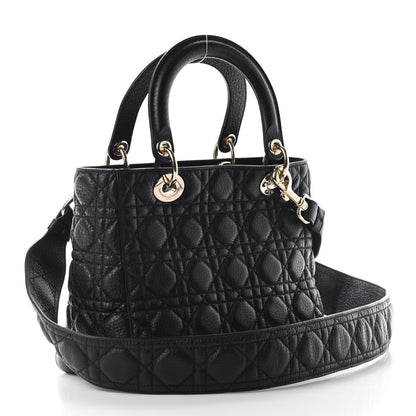 Christian Dior Grained Calfskin Cannage Medium Supple Lady Dior Black 3 of 9