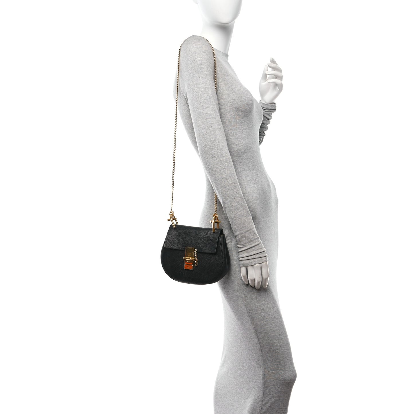 Goatskin Mini Drew Shoulder Bag Black