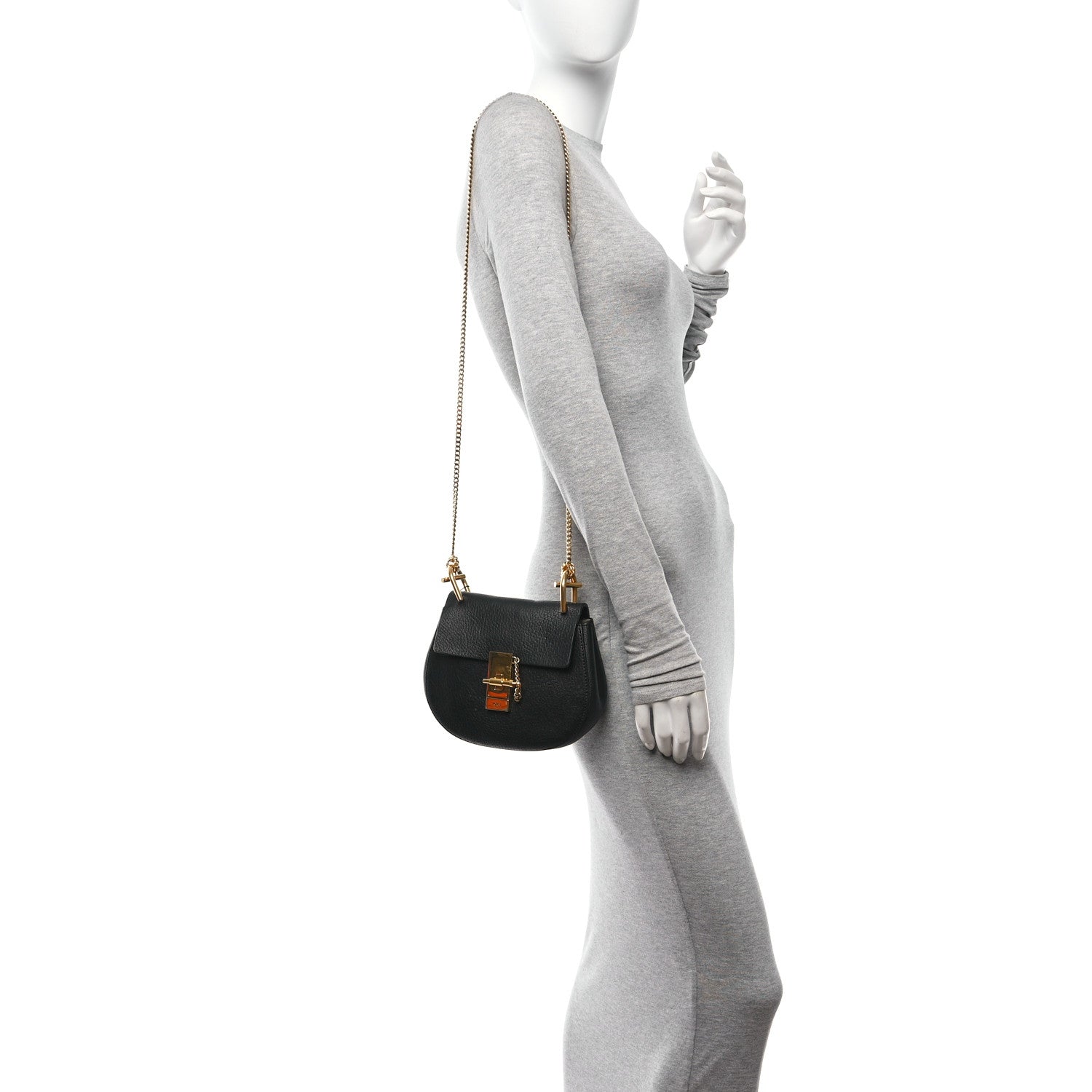 Chloe Goatskin Mini Drew Shoulder Bag Black 2 of 12