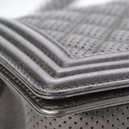 Chanel Metallic Lambskin Perforated Medium Boy Flap Dark Silver 8 of 9