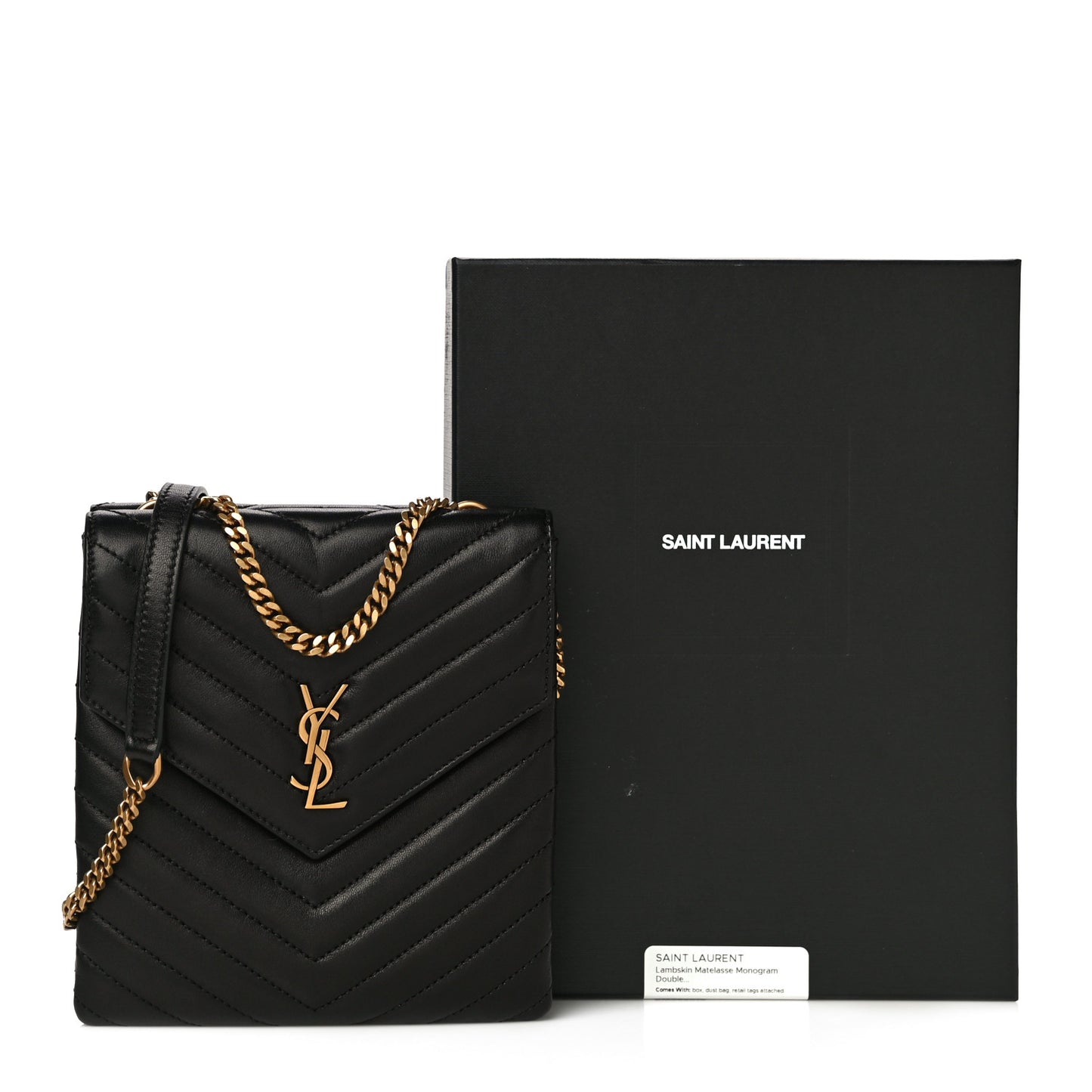Lambskin Matelasse Monogram Double Flap Bag Black