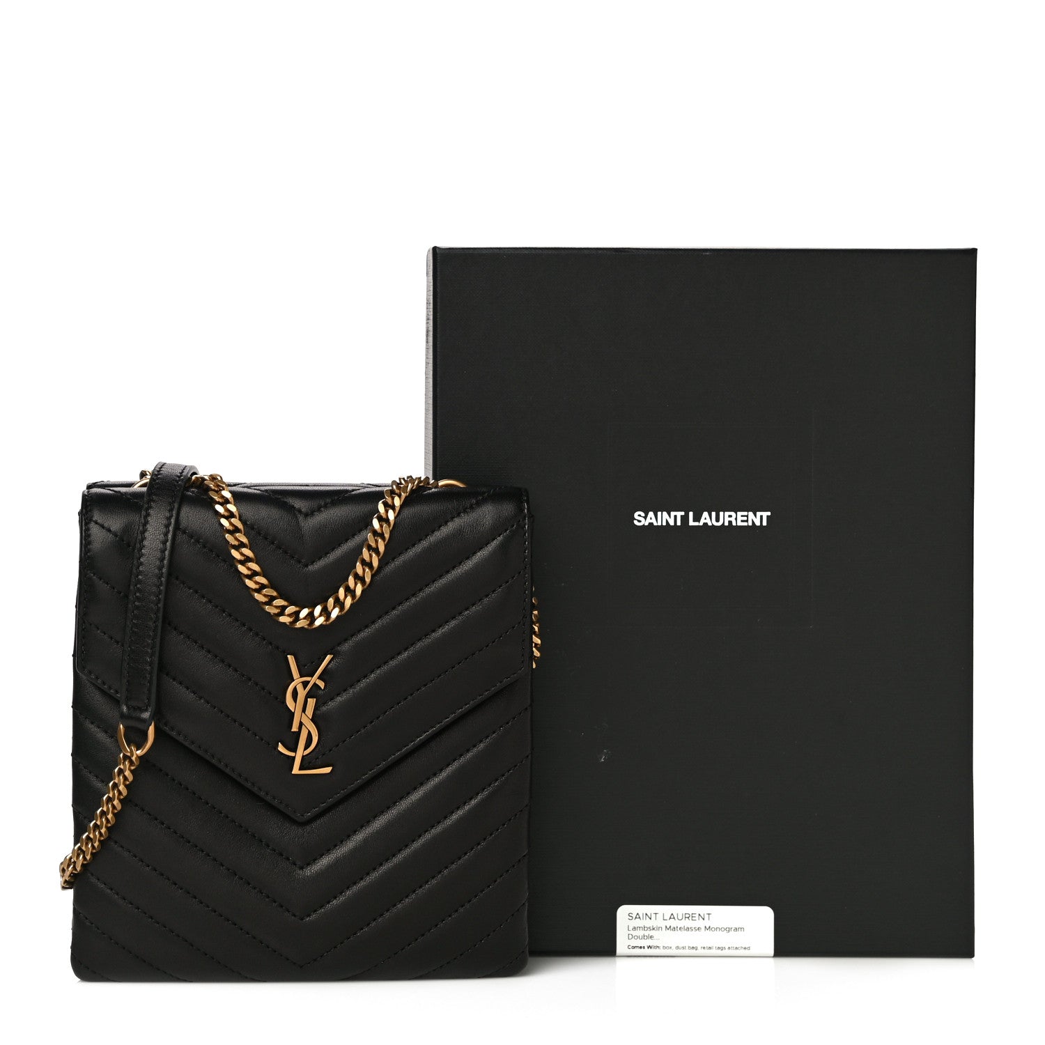 Saint Laurent Lambskin Matelasse Monogram Double Flap Bag Black 15 of 15