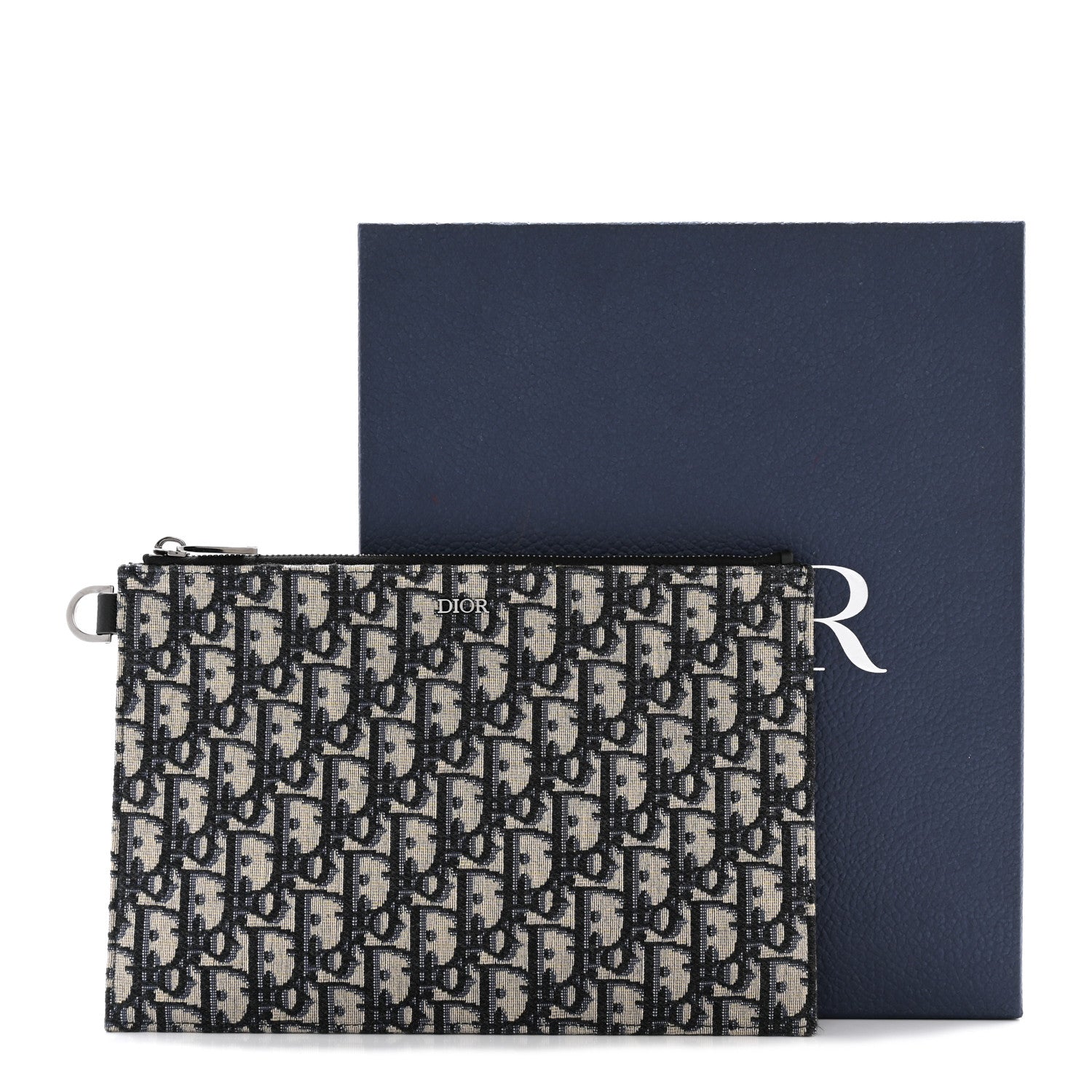 Christian Dior Oblique A4 Flat Pouch Clutch Blue 12 of 12