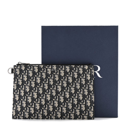 Christian Dior Oblique A4 Flat Pouch Clutch Blue 12 of 12
