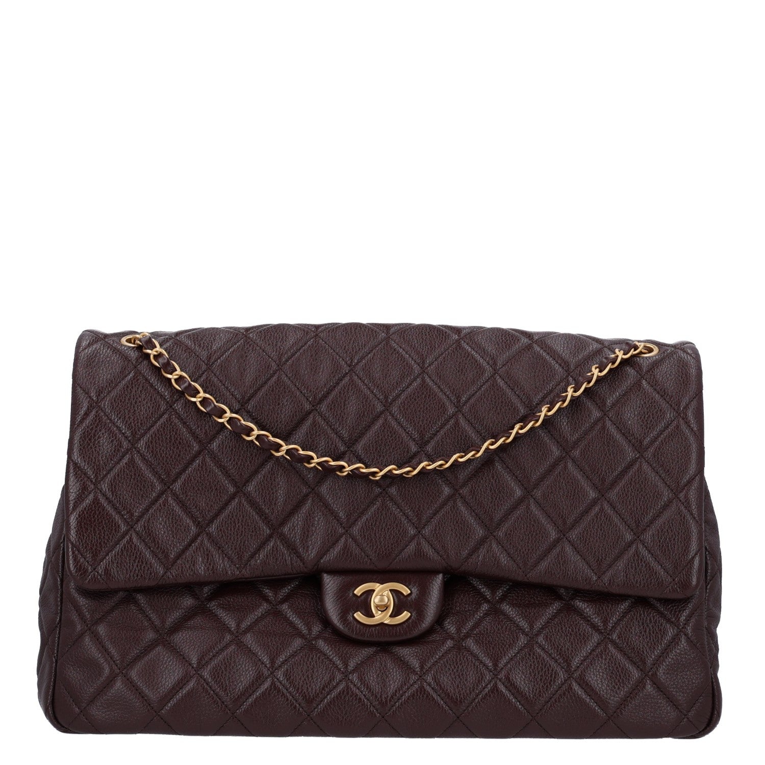 Chanel Grained Calfskin Quilted XXL Travel Flap Bag Burgundy 1 of 11