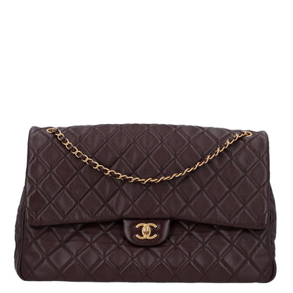 Chanel Grained Calfskin Quilted XXL Travel Flap Bag Burgundy 1 of 11