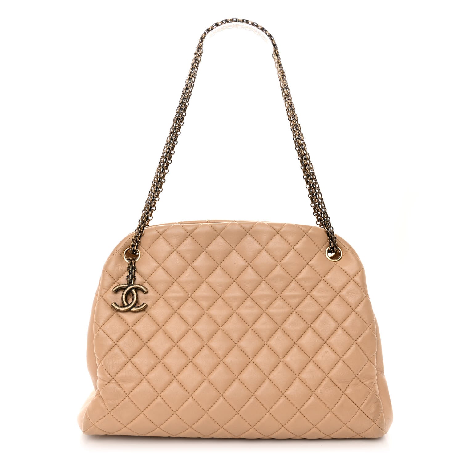 Chanel Lambskin Quilted Large Just Mademoiselle Bowling Bag Beige 1 of 10