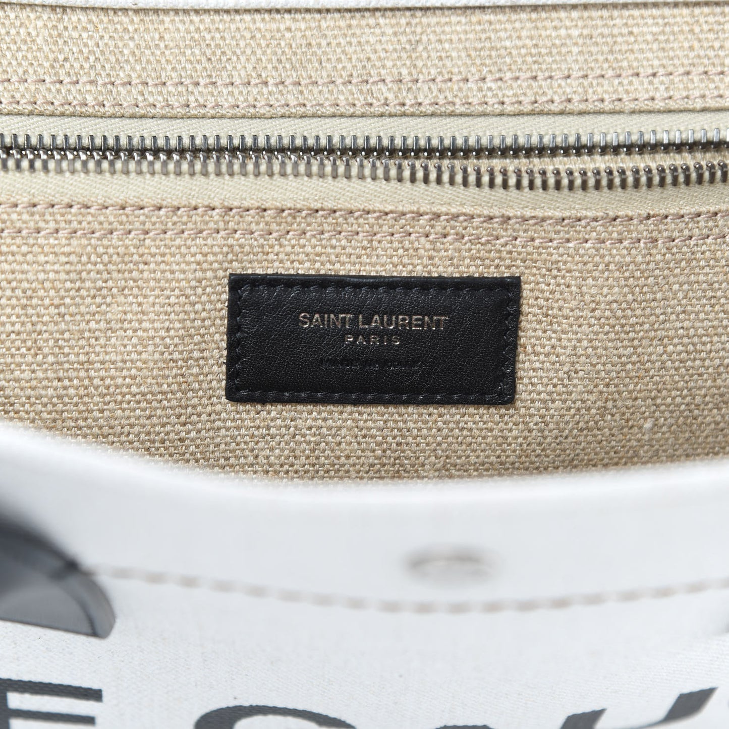 Linen Calfskin Rive Gauche Tote Optic White