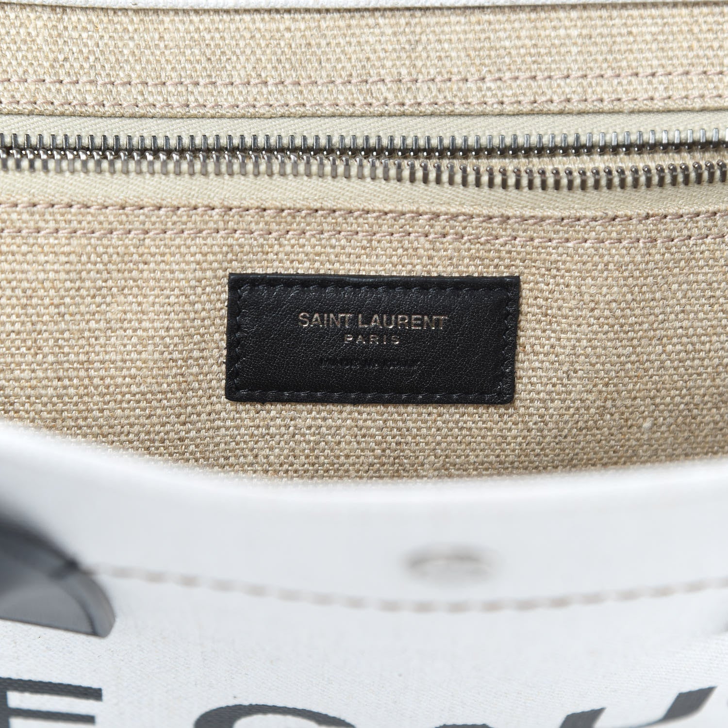 Saint Laurent Linen Calfskin Rive Gauche Tote Optic White 6 of 11