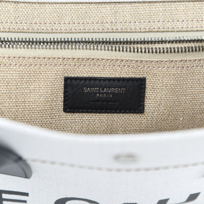 Saint Laurent Linen Calfskin Rive Gauche Tote Optic White 6 of 11