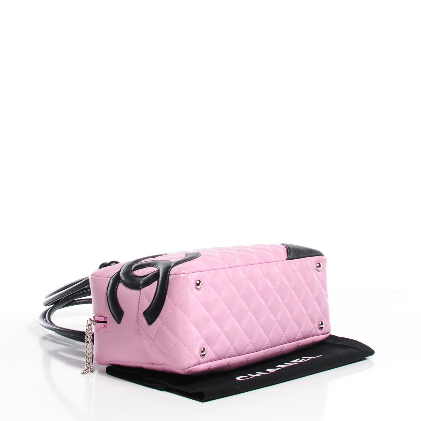 Calfskin Quilted Large Cambon Bowler Pink Black