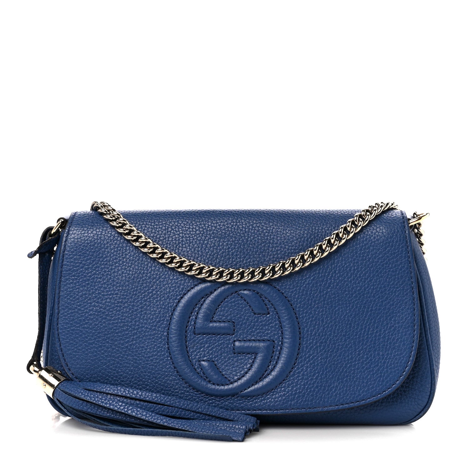 Gucci Pebbled Calfskin Medium Soho Flap Crossbody Caspian 1 of 12