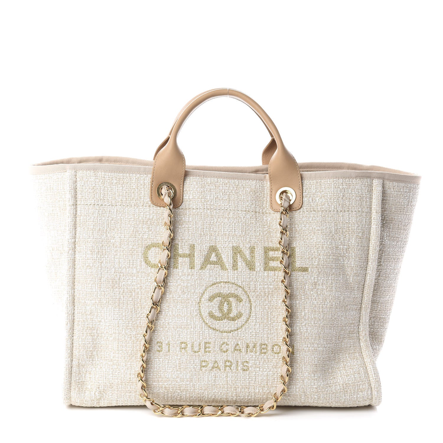Chanel Mixed Fibers Calfskin Medium Deauville Tote Light Beige 1 of 9