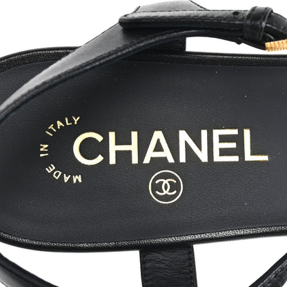 Chanel Lambskin Patent Cap Toe Crystal Enamel CC Mary Jane Slingback Flats 39.5 Black 8 of 10