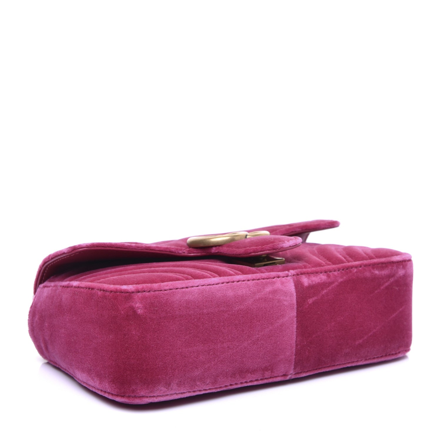 Gucci Velvet Matelasse Mini GG Marmont Shoulder Bag Fuchsia Violet Cyclamen 4 of 13