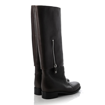 Chanel Calfskin Knee High Boots 39 Brown 4 of 11