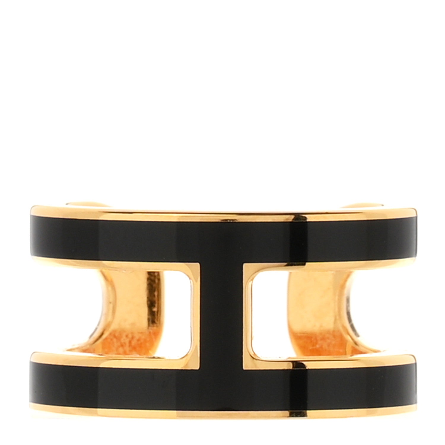 Hermes Gold Lacquered Pop H Ear Cuff Black 1 of 6
