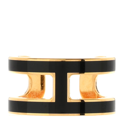 Hermes Gold Lacquered Pop H Ear Cuff Black 1 of 6