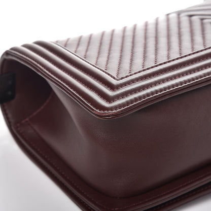 Chanel Calfskin Chevron Quilted Medium Boy Flap Burgundy 10 of 11
