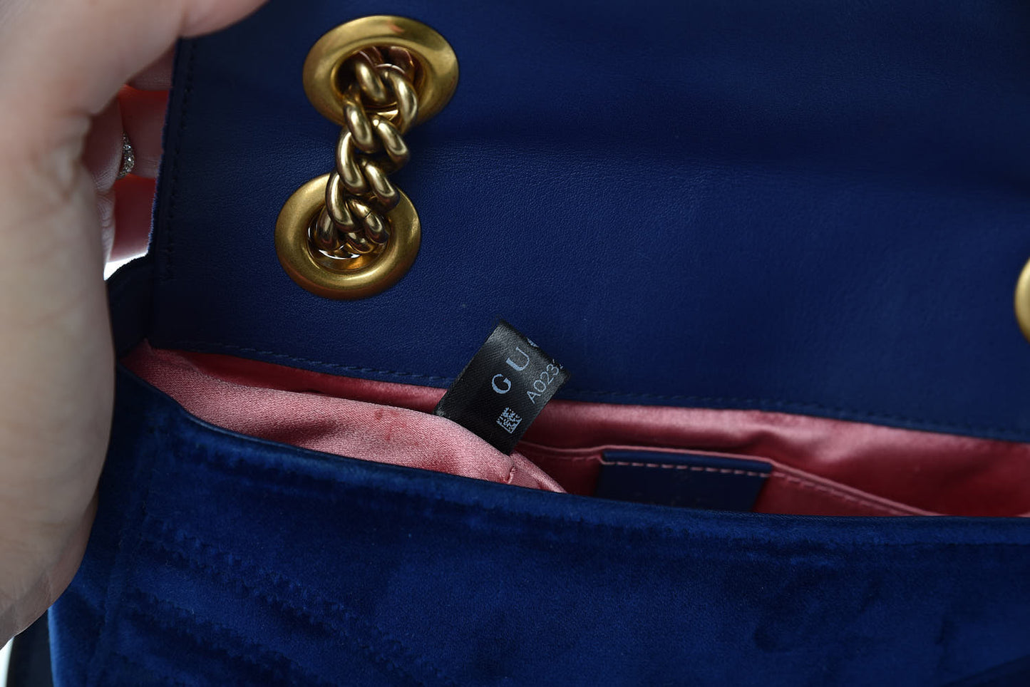 Velvet Matelasse Mini GG Marmont Shoulder Bag Cobalt Blue