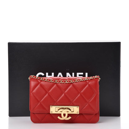 Chanel Lambskin Quilted Golden Class Wallet on Chain WOC Red 8 of 8