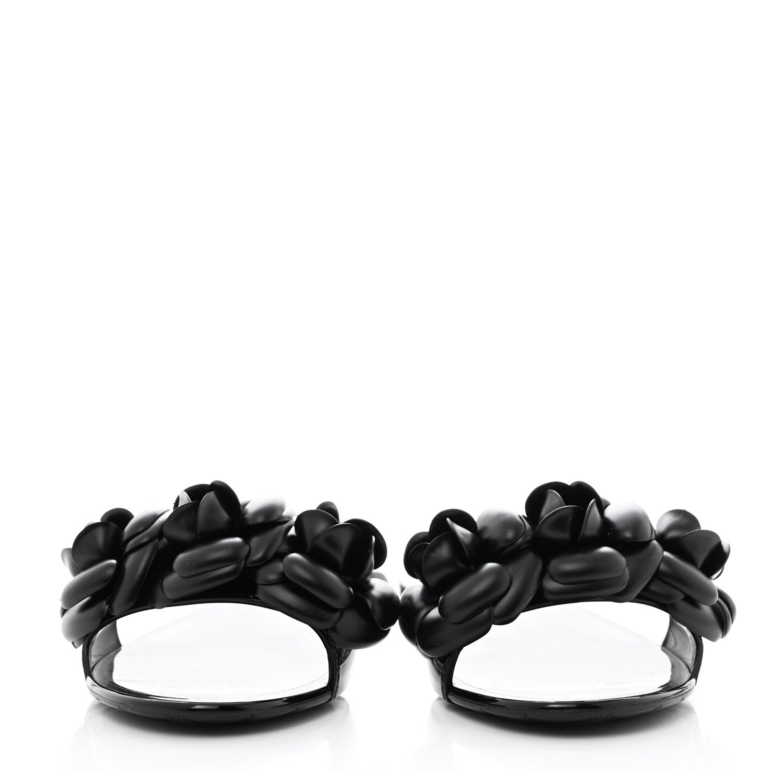 Chanel Patent Camellia CC Slides 36 Black 2 of 9