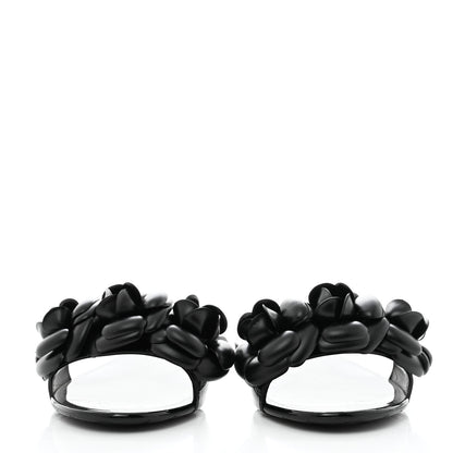 Chanel Patent Camellia CC Slides 36 Black 2 of 9
