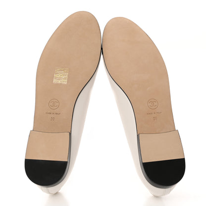 Chanel Lambskin Cap Toe CC Ballerina Flats 39 White Black 5 of 10