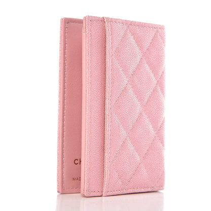 Chanel Iridescent Caviar Quilted Card Holder Wallet Rose Pink 6 of 16