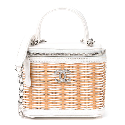 Chanel Calfskin Raffia Small Vanity Case Bag White Beige 1 of 10
