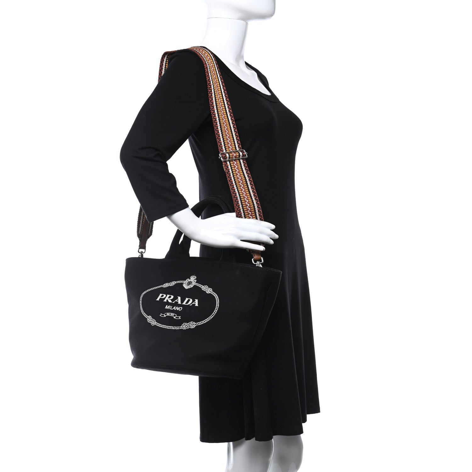 Prada Canapa Small Logo Shopping Tote Black 2 of 11