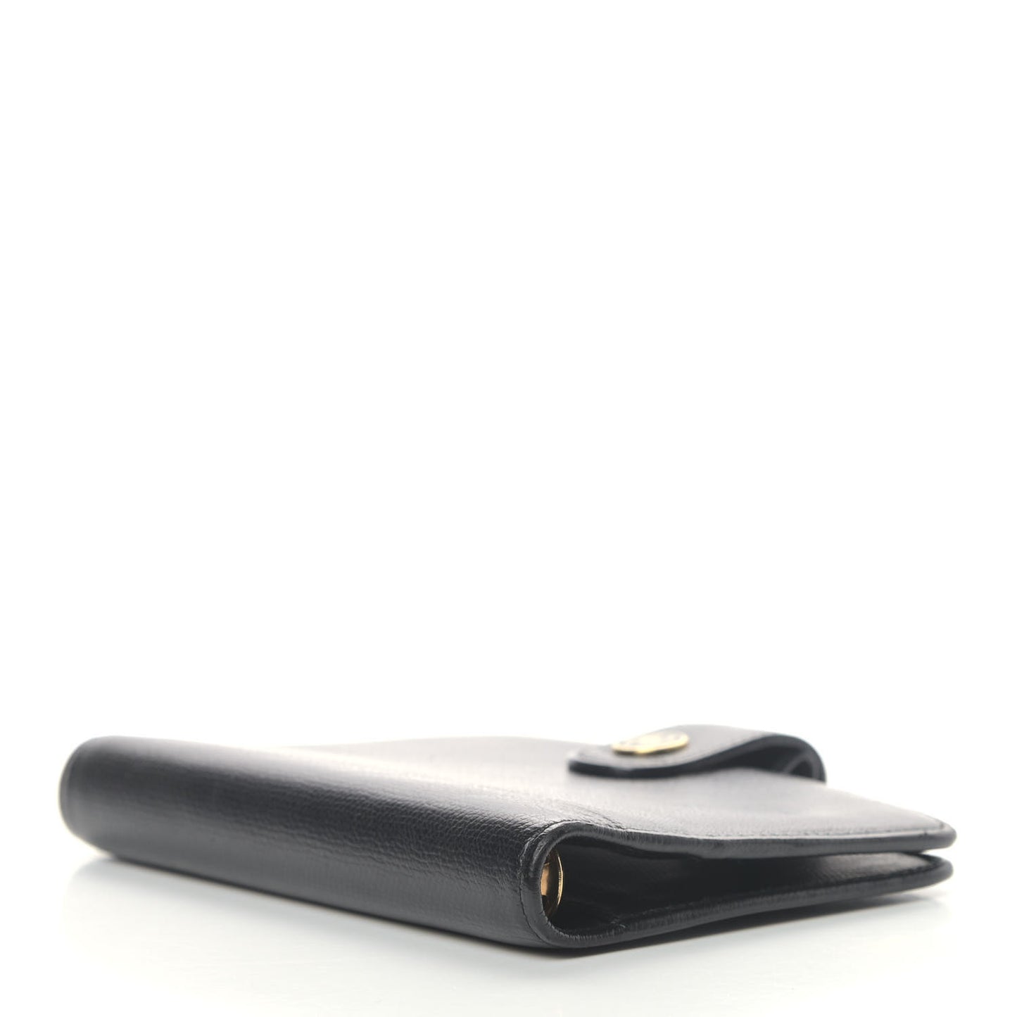 Grained Calfskin CC Button Pocket Agenda Cover Black