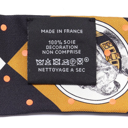 Hermes Silk Colliers Et Chiens Twilly Black Gold White 3 of 4
