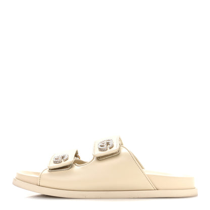 Gucci Calfskin Double G Crystal Womens Isla Dad Sandals 37 Ivory 1 of 8