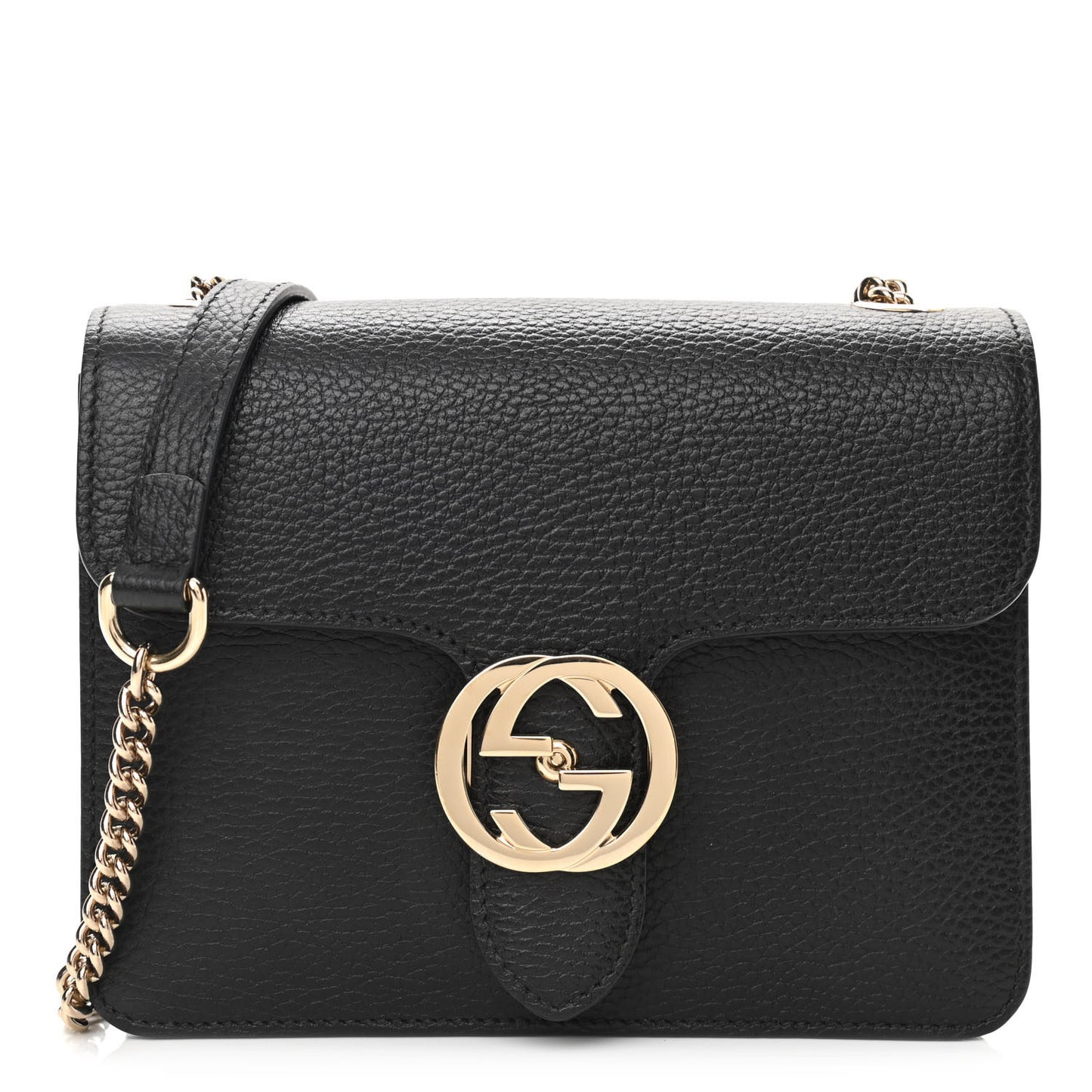 Dollar Calfskin Small Interlocking G Shoulder Bag Black