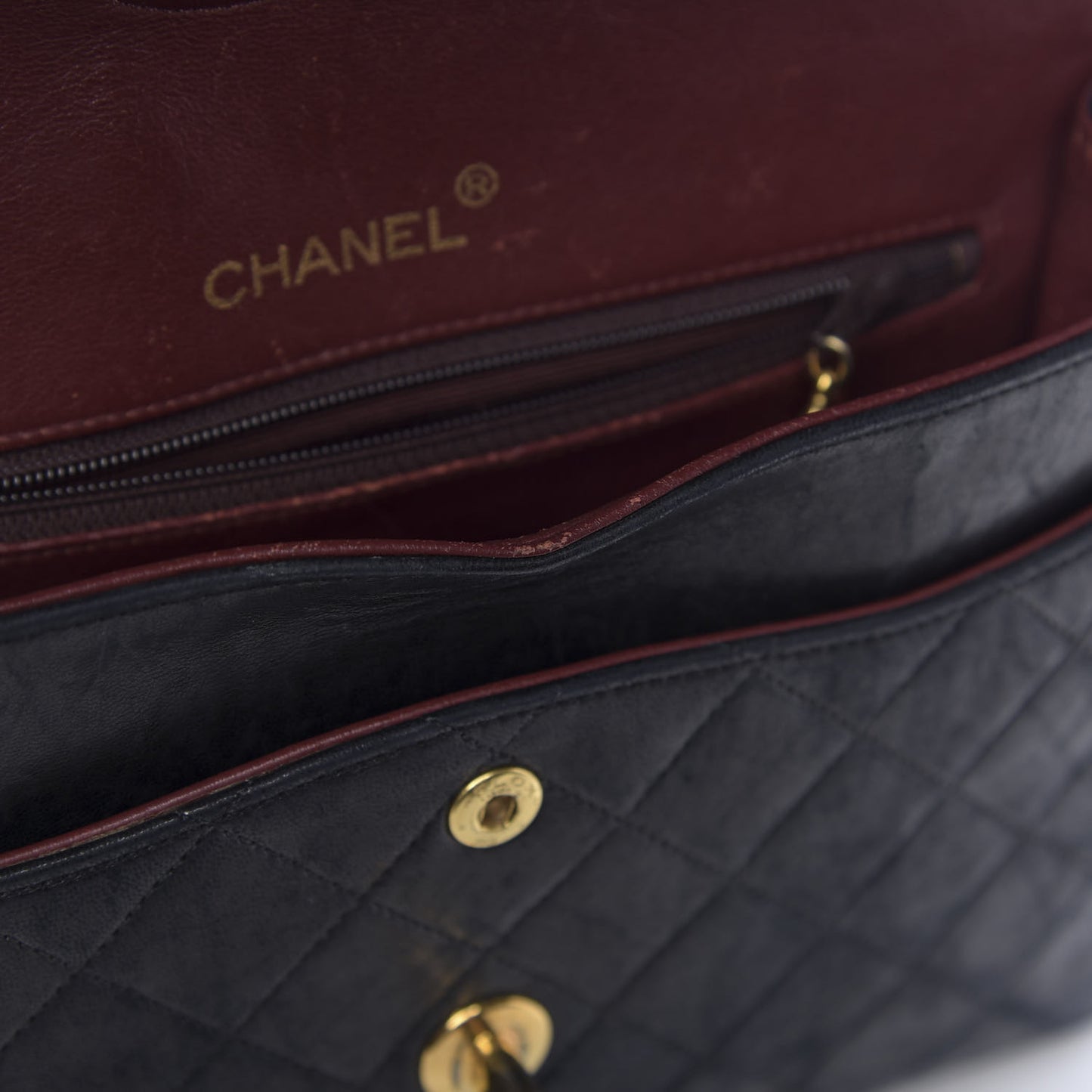 Lambskin Quilted Medium Double Flap Black