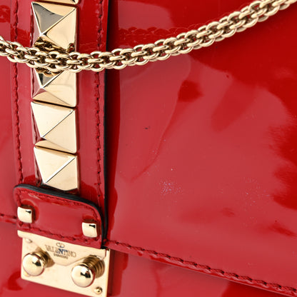 Valentino Garavani Patent Large Glam Lock Rockstud Flap Red 11 of 12