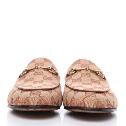 Gucci Canvas GG Monogram Horsebit Womens Jordaan Loafers 40 Beige Ruggine Rust 2 of 9