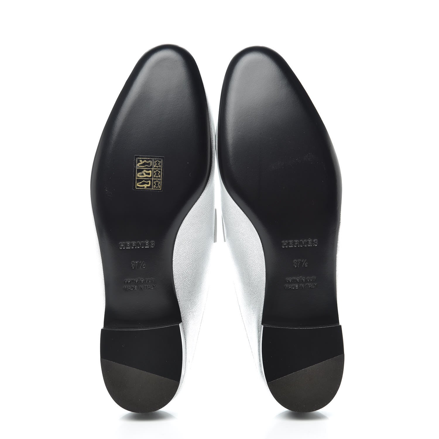 Hermes Metallic Goatskin Rivoli Mules 37.5 Gris Argente 5 of 9