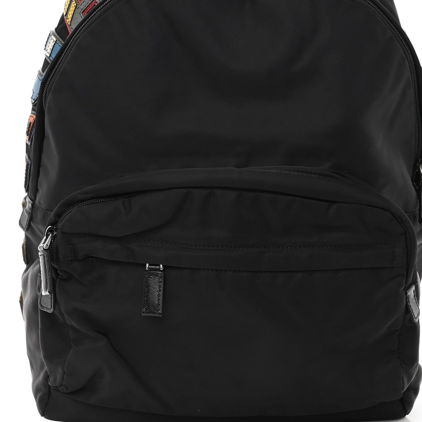 Nylon Tessuto Logo Patch Backpack Black