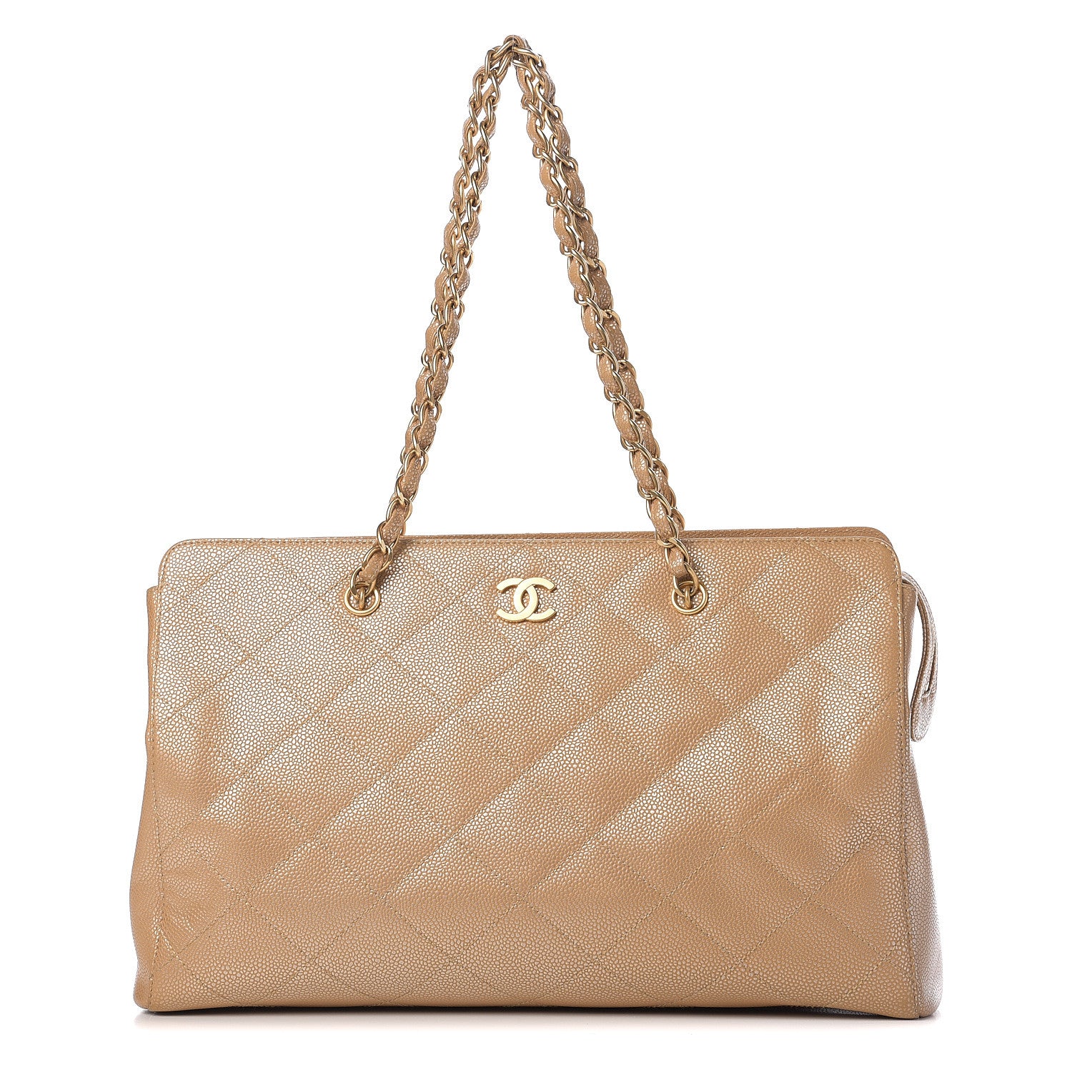 Chanel Metallic Caviar Quilted Shopping Tote Beige 1 of 11