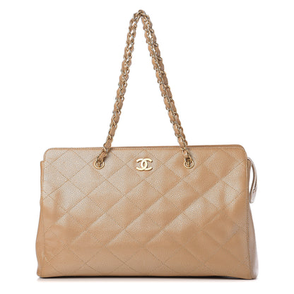 Chanel Metallic Caviar Quilted Shopping Tote Beige 1 of 11