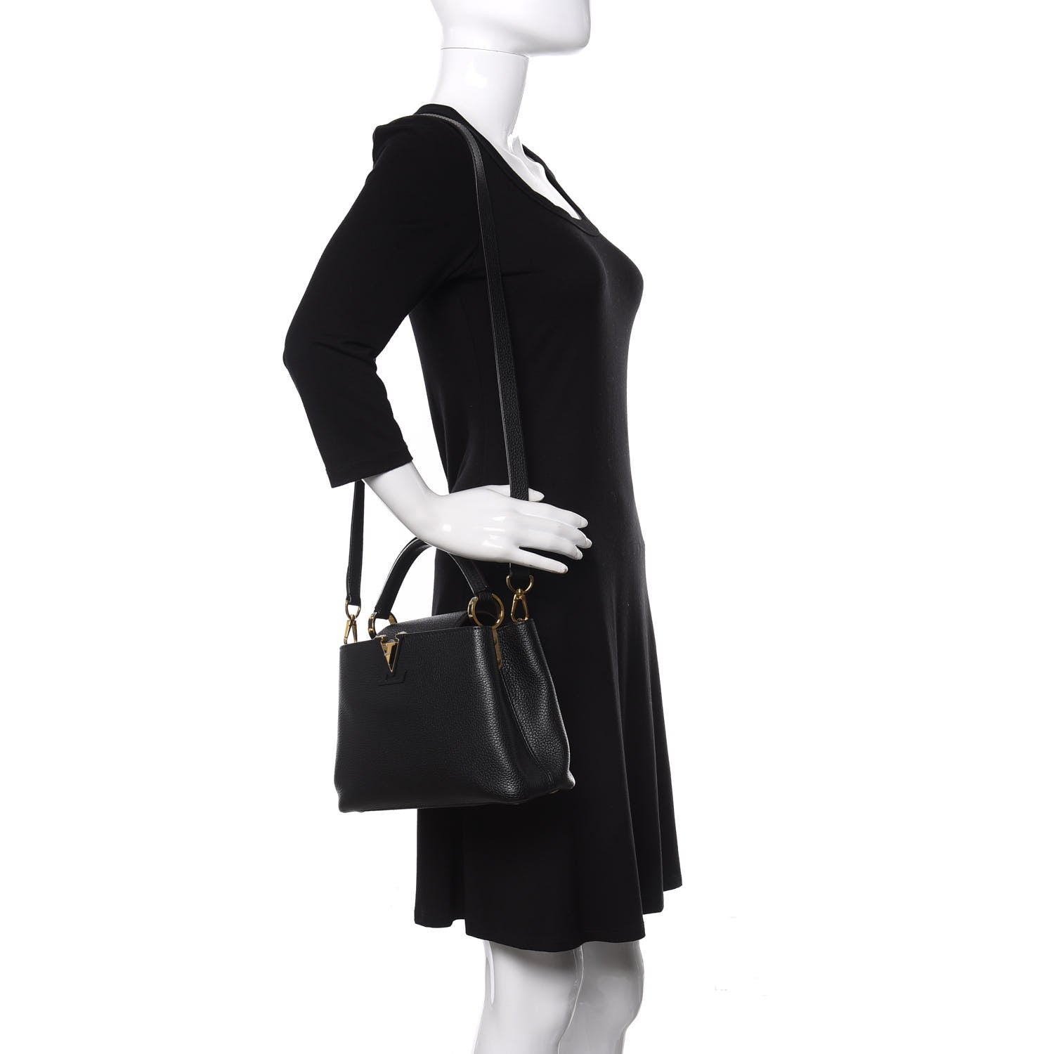 Louis Vuitton Taurillon Capucines BB Black 2 of 10