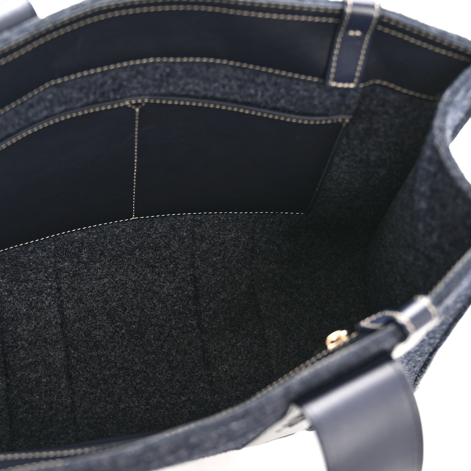 Chloe Felt Shiny Calfskin Medium Woody Ribbon Tote Obscure Navy 5 of 13