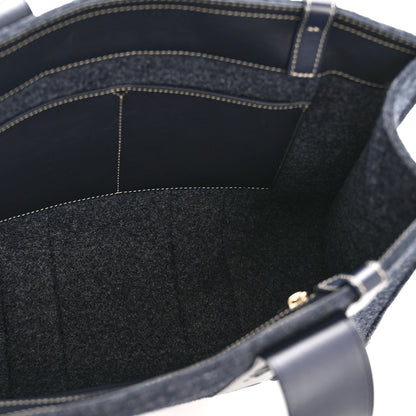 Chloe Felt Shiny Calfskin Medium Woody Ribbon Tote Obscure Navy 5 of 13