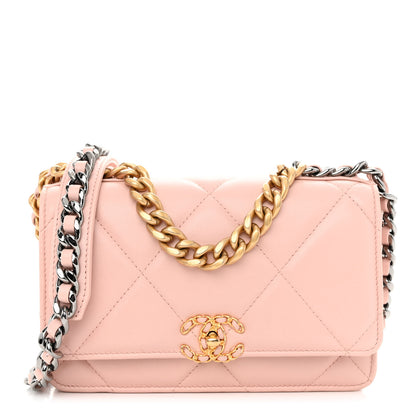Chanel Lambskin Quilted Chanel 19 Wallet On Chain WOC Light Pink 1 of 11