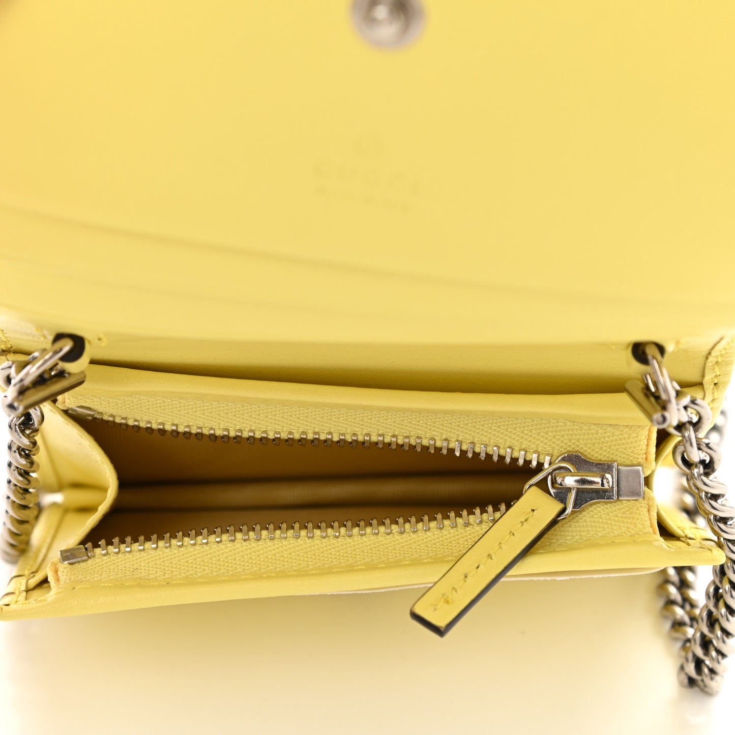 Calfskin Matelasse GG Marmont Mini Wallet On Chain Banana