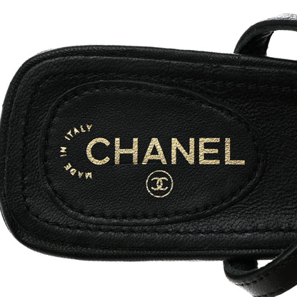 Chanel Lambskin Metal Heart Thong Sandals 36 Black 6 of 10