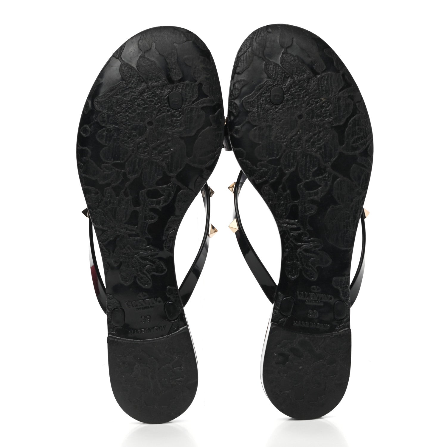 Valentino Garavani PVC Jelly Rockstud Bow Thong Sandals 39 Black 5 of 9