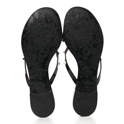Valentino Garavani PVC Jelly Rockstud Bow Thong Sandals 39 Black 5 of 9